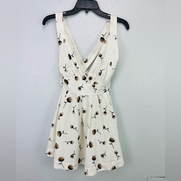 FREE PEOPLE MINI’S FOR YOU Dandelion Flower Cream Racer Back Mini DRESS - Picture 6 of 11